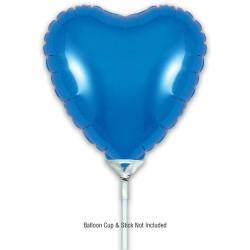 9 inch Blue Heart Packaged x 5pcs foil balloon