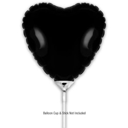 9 inch Black Heart Packaged x 5pcs foil balloon