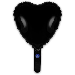 9 inch Black Heart Packaged x 5pcs foil balloon