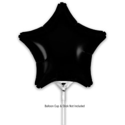 9 inch Black Star Packaged x 5pcs foil balloon