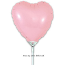 9 inch Matte Pink Heart Packaged x 5pcs foil balloon