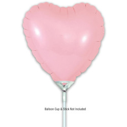 9 inch Matte Pink Heart Packaged x 5pcs foil balloon