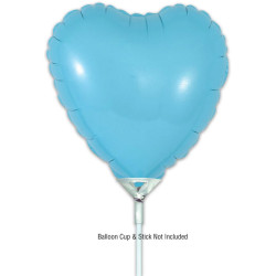 9 inch Matte Blue Heart Packaged x 5pcs foil balloon