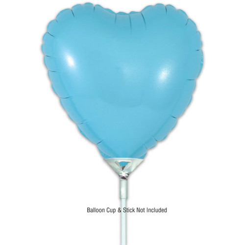 9 inch Matte Blue Heart Packaged x 5pcs foil balloon