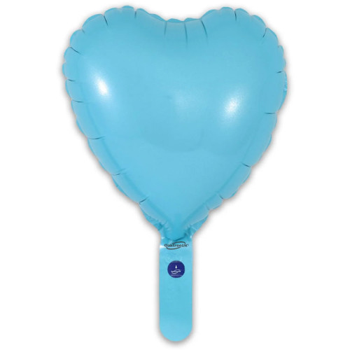 9 inch Matte Blue Heart Packaged x 5pcs foil balloon