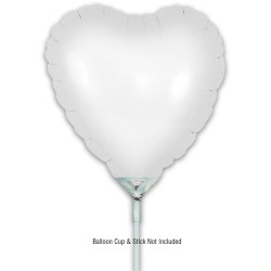 9 inch Matte White Heart Packaged x 5pcs foil balloon