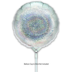 9 inch Holographic Silver Round Packaged x 5pcs foil balloon