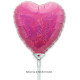 9 inch Holographic Pink Heart Packaged x 5pcs foil balloon