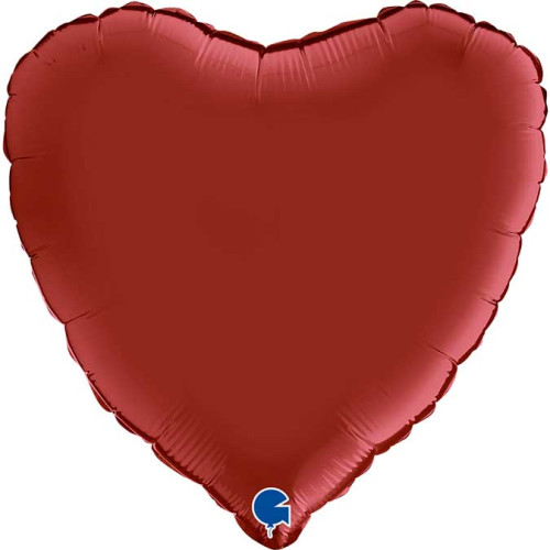 18 inch Heart Satin Rubin Red Foil Balloons