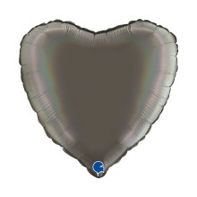 18 inch Heart Rainbow Holographic chrome Grey Foil Balloons 18 inch Heart Rainbow Holographic chrome Grey Foil Balloons