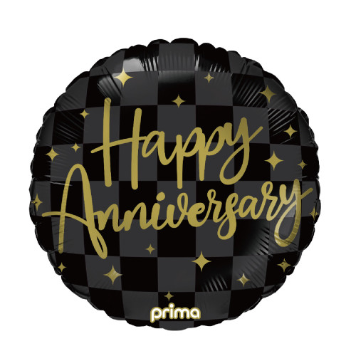18 inch Black Matte & Shiny Checker Happy Anniversary