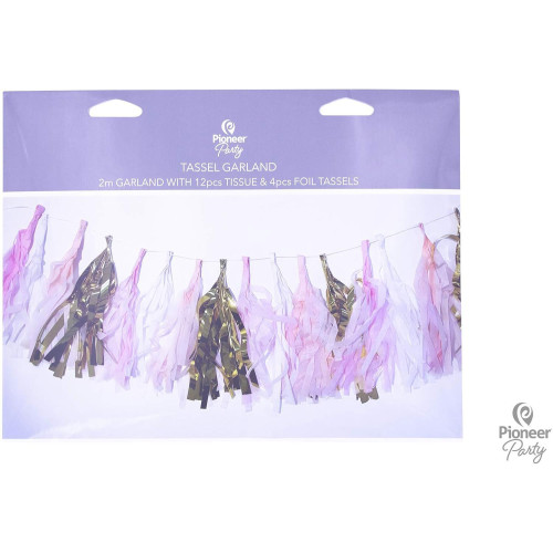 Pink, White & Gold Tassels
2m (16 tassels)
16 pre-threaded tassels on 2m string