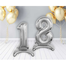بالون ستاند رقم 1 فضي مقاس 30 إنش