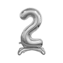 30 inch foil balloon Standing digit 2, silver, 74 cm