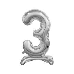 بالون ستاند رقم 3 فضي مقاس 30 إنش