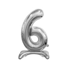 بالون ستاند رقم 6 فضي مقاس 30 إنش