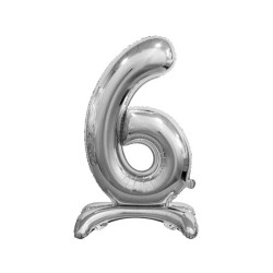 بالون ستاند رقم 6 فضي مقاس 30 إنش