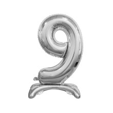 بالون ستاند رقم 9 فضي مقاس 30 إنش