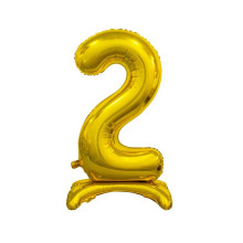 30 inch foil balloon Standing digit 2, Gold, 74 cm