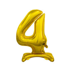 30 inch foil balloon Standing digit 4, Gold, 74 cm