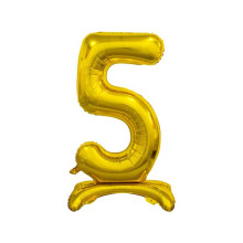 30 inch foil balloon Standing digit 5, Gold, 74 cm