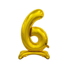 30 inch foil balloon Standing digit 6, Gold, 74 cm
