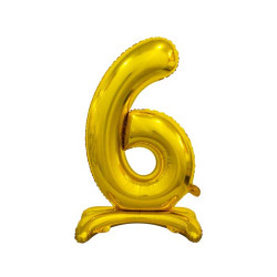30 inch foil balloon Standing digit 6, Gold, 74 cm