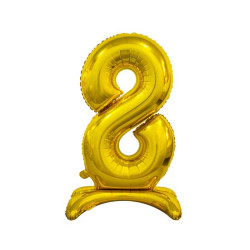 30 inch foil balloon Standing digit 8, Gold, 74 cm