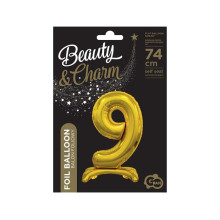 بالون ستاند رقم 9 ذهبي مقاس 30 إنش
