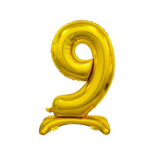 30 inch foil balloon Standing digit 9, Gold, 74 cm