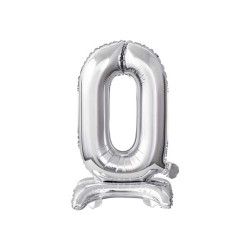 18 inch foil balloon Standing digit 0, silver, 38 cm