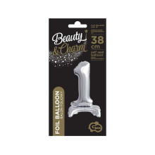 بالون ستاند رقم 1 فضي مقاس 18 إنش