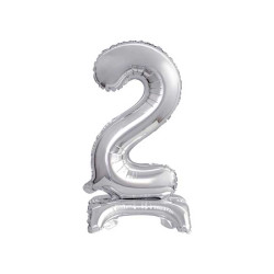 18 inch foil balloon Standing digit 2, silver, 38 cm