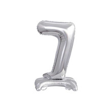 18 inch foil balloon Standing digit 7, silver, 38 cm