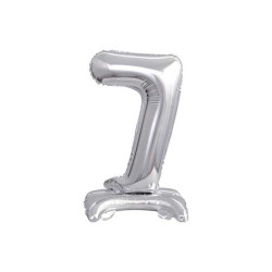 18 inch foil balloon Standing digit 7, silver, 38 cm