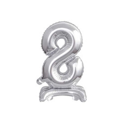 18 inch foil balloon Standing digit 8, silver, 38 cm