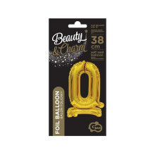 18 inch foil balloon Standing digit 0, gold, 38 cm