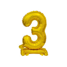 18 inch foil balloon Standing digit 3, gold, 38 cm 18 inch foil balloon Standing digit 3, gold, 38 cm