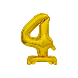 18 inch foil balloon Standing digit 4, gold, 38 cm