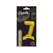 18 inch foil balloon Standing digit 7, gold, 38 cm