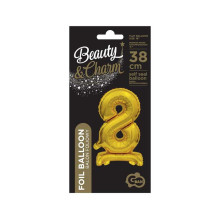 18 inch foil balloon Standing digit 8, gold, 38 cm