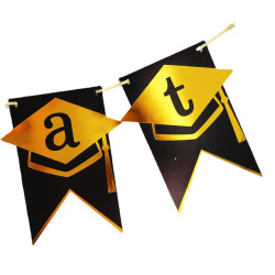 Happy Congratualtion Banner Black Bronzing Graduation Party 20*16 cm