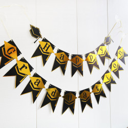 Happy Congratualtion Banner Black Bronzing Graduation Party 20*16 cm