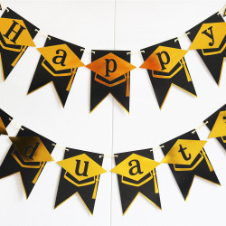 Happy Congratualtion Banner Black Bronzing Graduation Party 20*16 cm