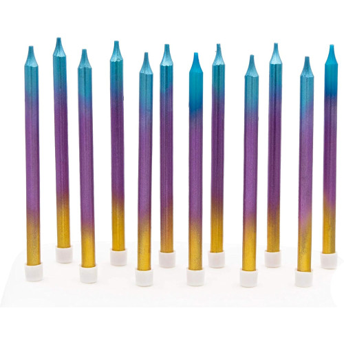 Rainbow Ombré Long Candles Height: 11.5cm 12 Pcs