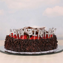 Happy Birthday Pick Candle- Metallic silver