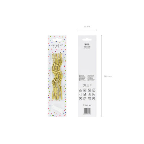 Birthday candles curl, gold, 14 cm , 8 pcs