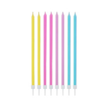 Birthday candles, pastel colors assorted, 14.5x0.6 cm, 16 pcs
