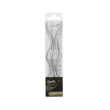 Silver swirl B&C birthday candles, 6 pcs Silver swirl B&C birthday candles, 6 pcs