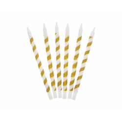 Birthday candles Twister, glitter gold, 16 pcs